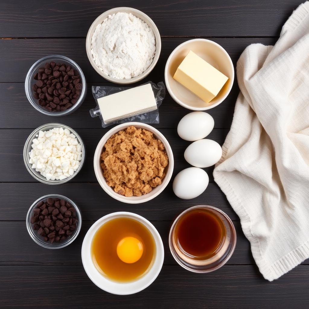 Ingredientes para galletas de chispas de chocolate
